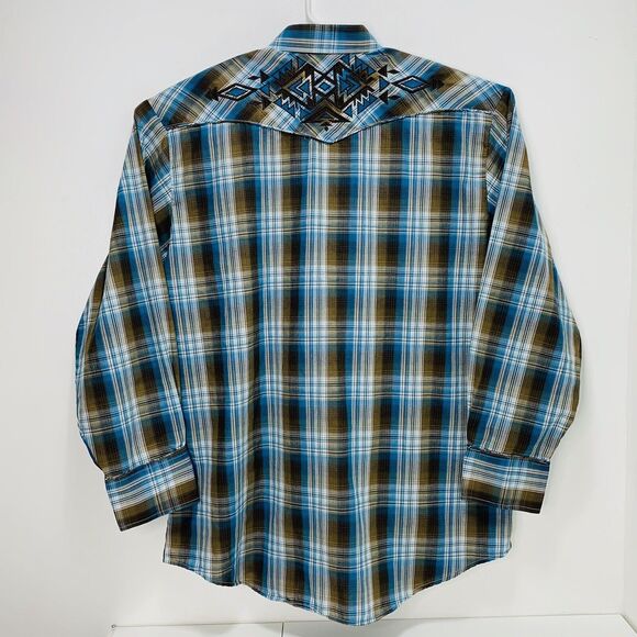 ROPER Embroidered Shirt Aztec Western Rodeo Pearl Snap Smile Pocket Mens Sz 3XL - Picture 2 of 8